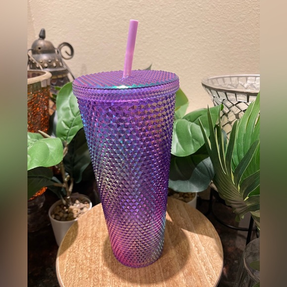 Starbucks 2022 Target Purple Rainbow Oil Slick Studded Venti Tumbler Cold Cup - Picture 7 of 11